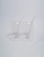 Set of 2 Classic Glass Cup & Glass Straw - Image 3