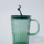 Green Glass Big Sipper With Glass Straw