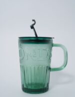 Green Glass Big Sipper With Glass Straw - Image 2