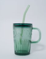 Green Glass Big Sipper With Glass Straw - Image 3