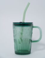 Green Glass Big Sipper With Glass Straw - Image 4