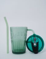 Green Glass Big Sipper With Glass Straw - Image 5