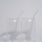 Set of 2 Classic Glass Cup & Glass Straw