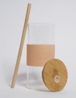 Peach Round Wooden Lid & Straw - Image 2