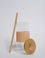 Peach Round Wooden Lid & Straw