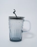 Purple Glass Big Sipper With Glass Straw
