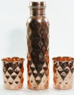 Set Of 1 Copper Diamond Bottle & 2 Glasses - Image 9