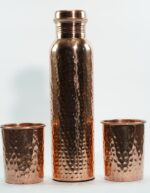 Set Of 1 Copper Hammered Bottle & 2 Glasses - Image 7