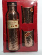 Set Of 1 Copper Hammered Bottle & 2 Glasses - Image 10