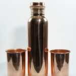 Set 1 Plain Copper Bottle & 2 Glasses