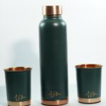 Set of 1 Unique Dust Olive Green & 2 Glasses of Water