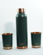 Set of 1 Unique Dust Olive Green & 2 Glasses of Water
