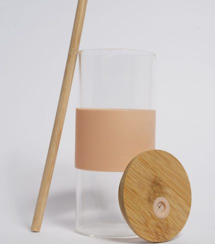 Peach Round Wooden Lid & Straw (1)